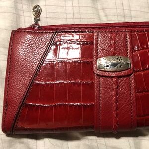 Vintage Red Textured Wallet with LOTS of Pockets - can convert to purse
